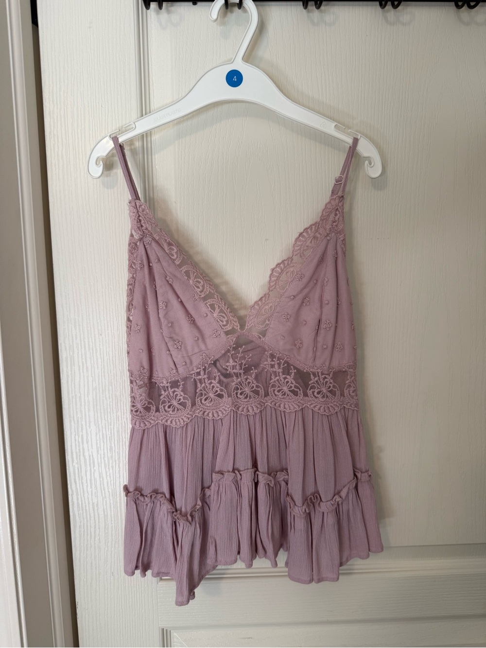 Free People Lace-Trim Adjustable Strap Cami in Lilac - Size Small - Picture 1 of 5